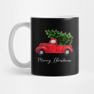 Merry Christmas Retro Vintage Red Truck Mug